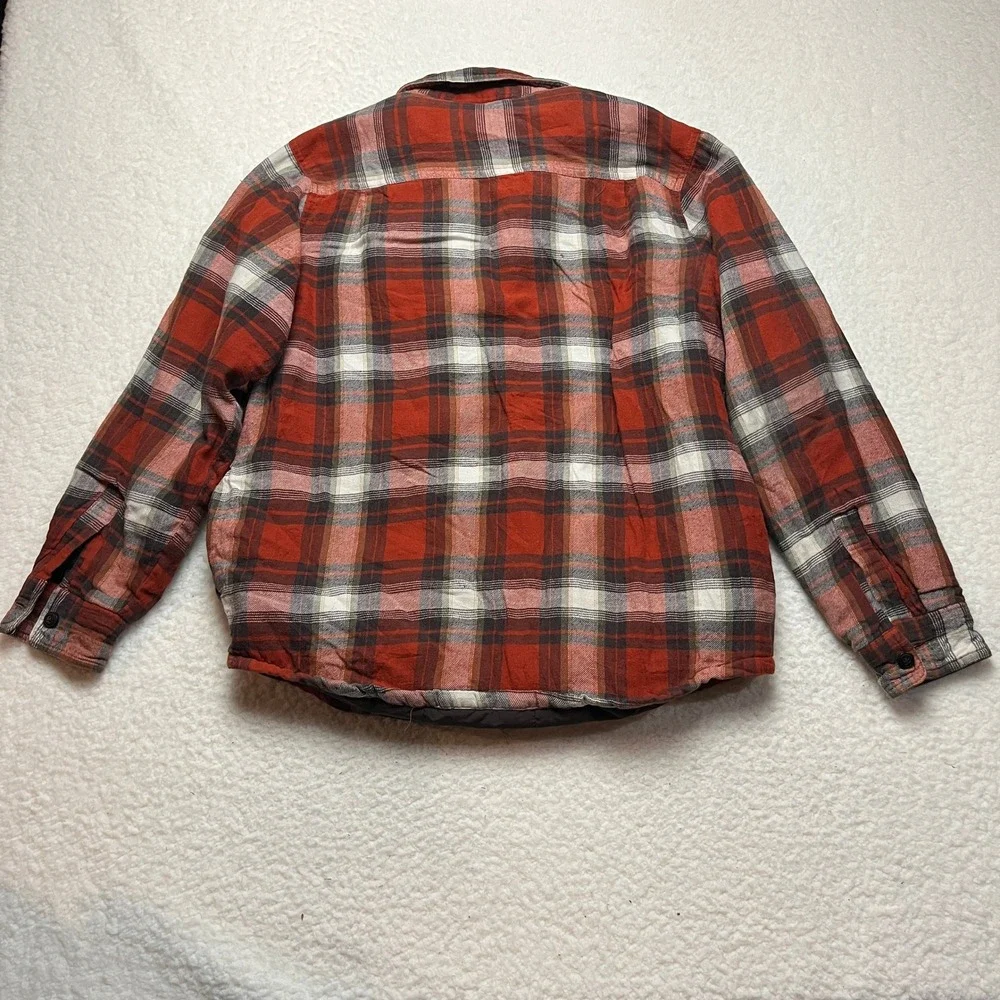 Coleman Shirt Jacket Mens S Red Plaid Quilted Lined‎ Flannel Shacket Button Up